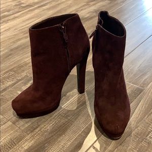 ASH “Chloe” Burgundy Suede Ankle Bootie